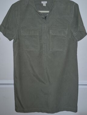 J. CREW Womens Short-Sleeve Olive Utility Dress